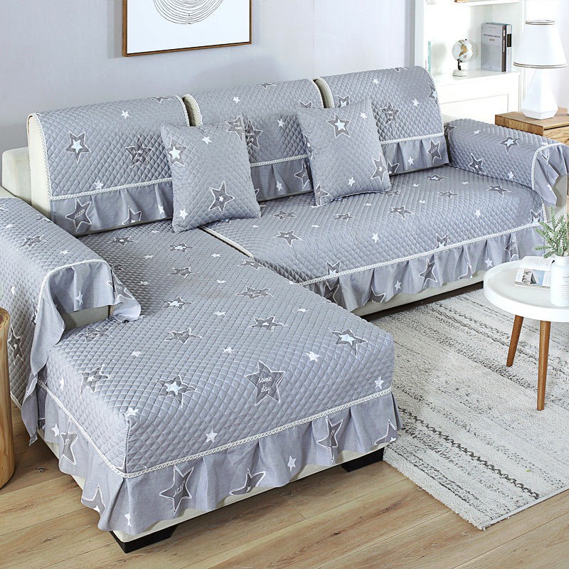 Vỏ Bọc Đệm Ghế Sofa Vải Cotton Màu Trơn Chống Trượt Phong Cách Châu Âu Đơn Giản