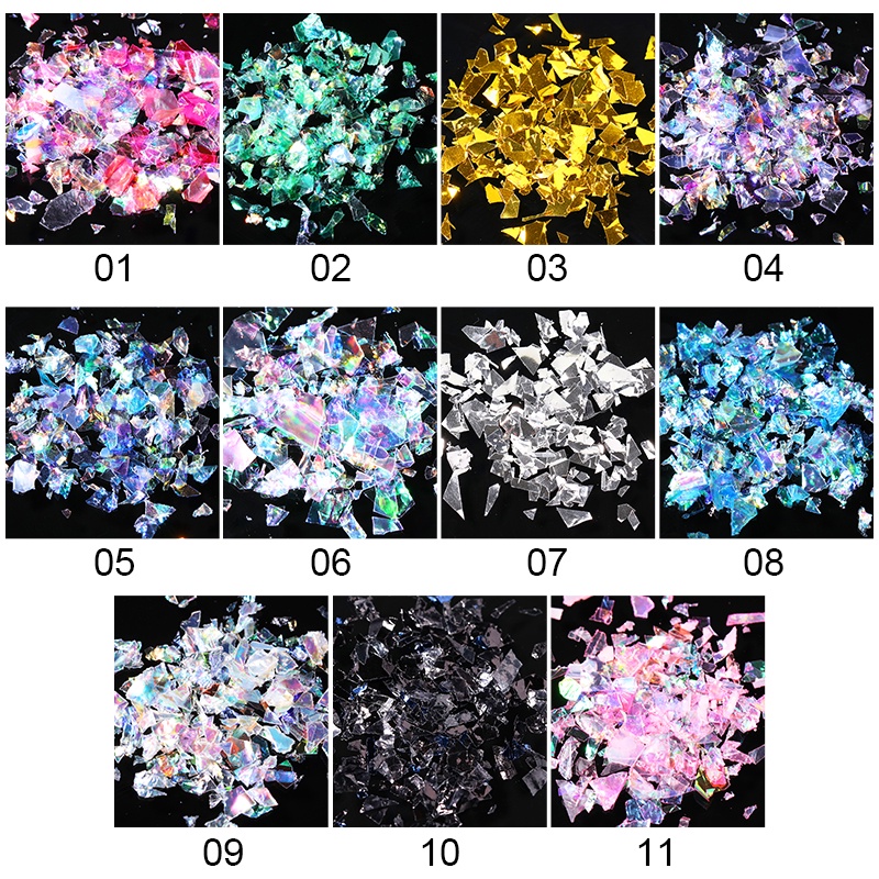 [Hàng mới về] Gói nhãn dán kim sa kính màu kẹo trang trí móng tay nghệ thuật