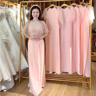 Áo dài truyền thống cực đẹp tay lưới bồng xu hướng mới năm nay