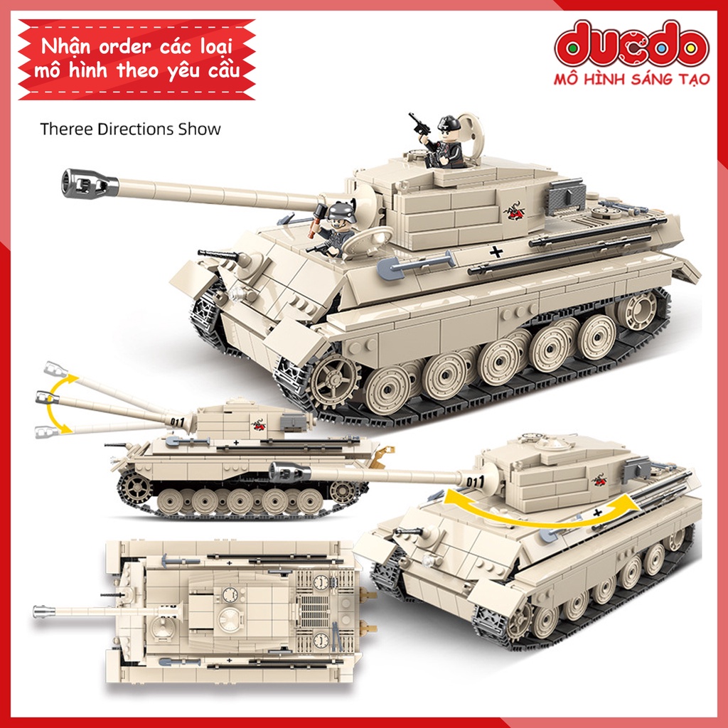 Lắp ghép Siêu tank King Tiger phát xít Đức hùng mạnh - Đồ chơi Xếp hình Mô hình WW2 QuanGuan 100066
