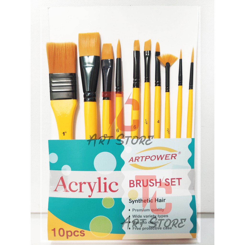 Set 10 Cây Cọ Vẽ Màu Acrylic ARTPOWER| (ZYY-10PC)