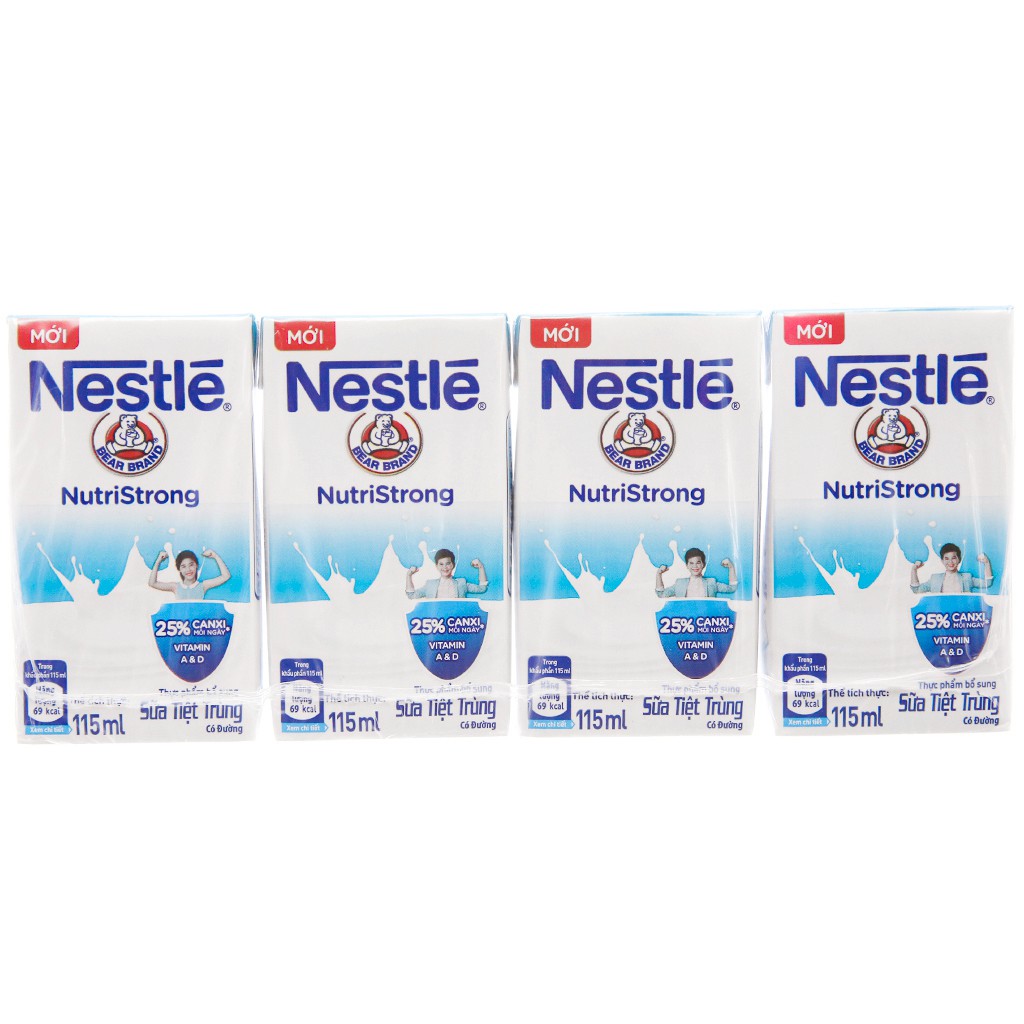 Lốc 4 hộp sữa tiệt trùng Nestlé NutriStrong có đường 115ml