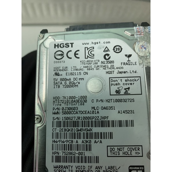xác hdd laptop hgst ổ cứng lỗi hgst 1000gb 7k1000-1000 lấy board vỏ cứu data