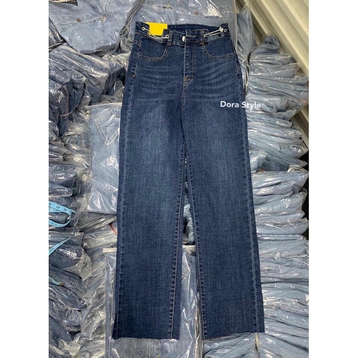 Quần Jean đứng cạp cao cách điệu phong cách Hàn Quốc Q8000 Dora Style