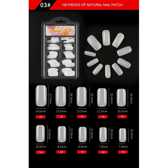 Chứng Khoán sẵn sàng 100 cái/hộp của móng tay giả trong suốt tự nhiên móng tay đầy đủ dán nửa dán Pháp Nail COD