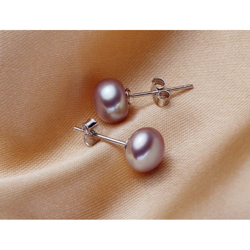 Đôi bông tai hạt nụ màu hồng tím 9ly