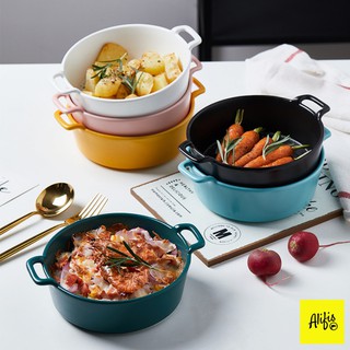 Chảo nướng, chảo nướng tròn sâu lòng 16.5cm hai tay cầm - phong cách Bắc Âu – dùng cho lò nướng nhiều màu sắc