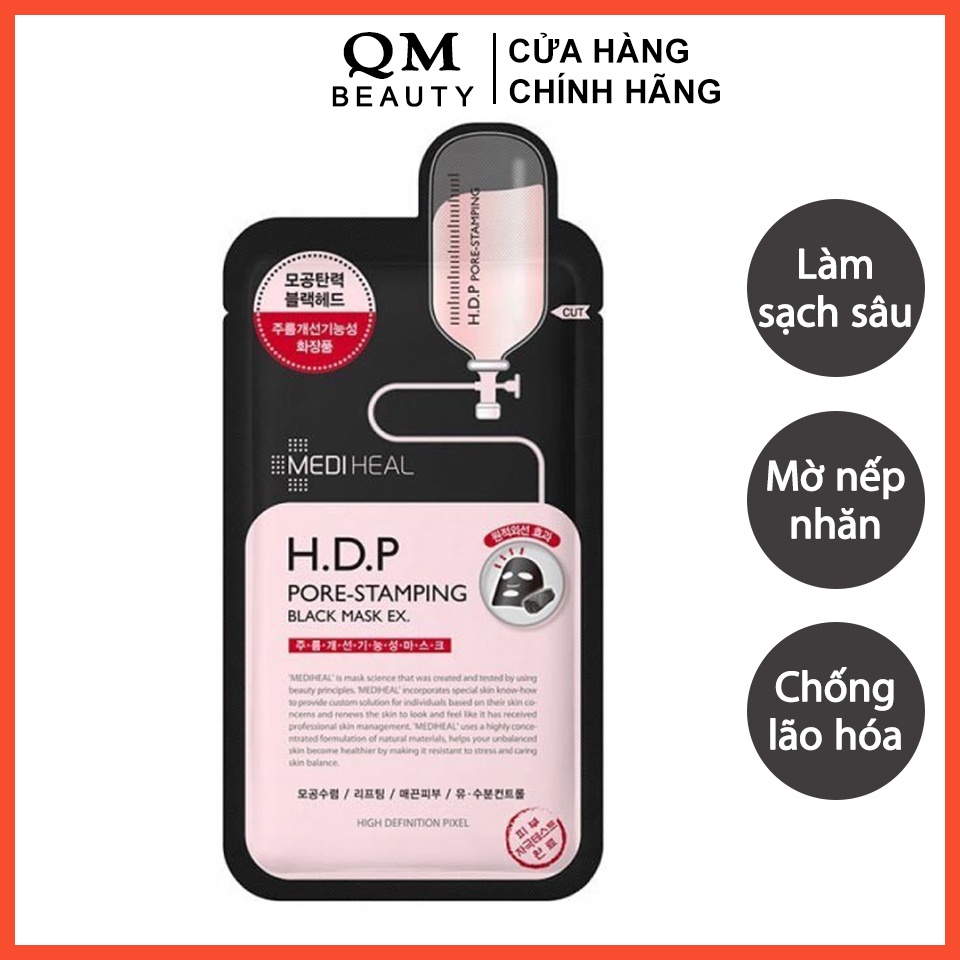 Mặt nạ Mediheal HDP Pore Stamping Black, mặt nạ than hoạt tính chống lão hóa mờ nếp nhăn