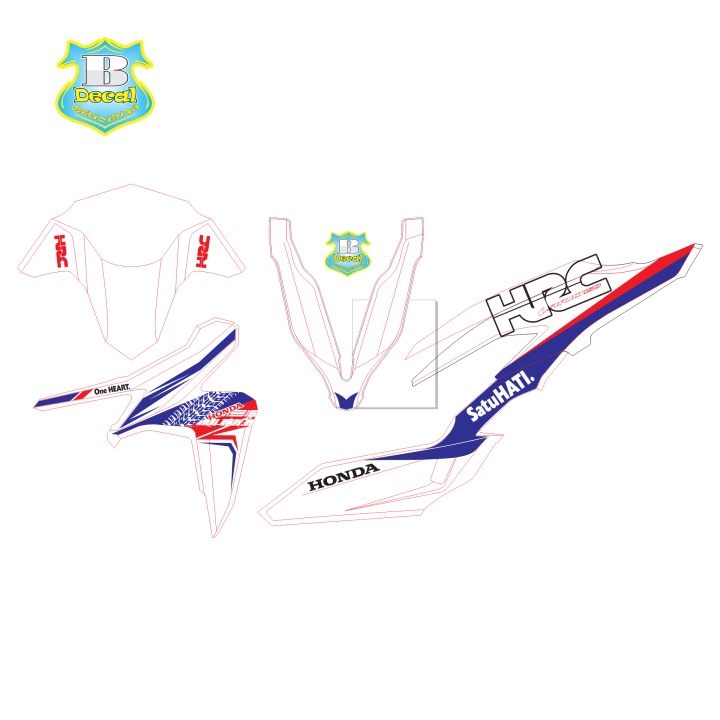 ( Quí khách vui lòng mang ra tiệm cho thợ dán ) Tem vario 150 HRC trắng