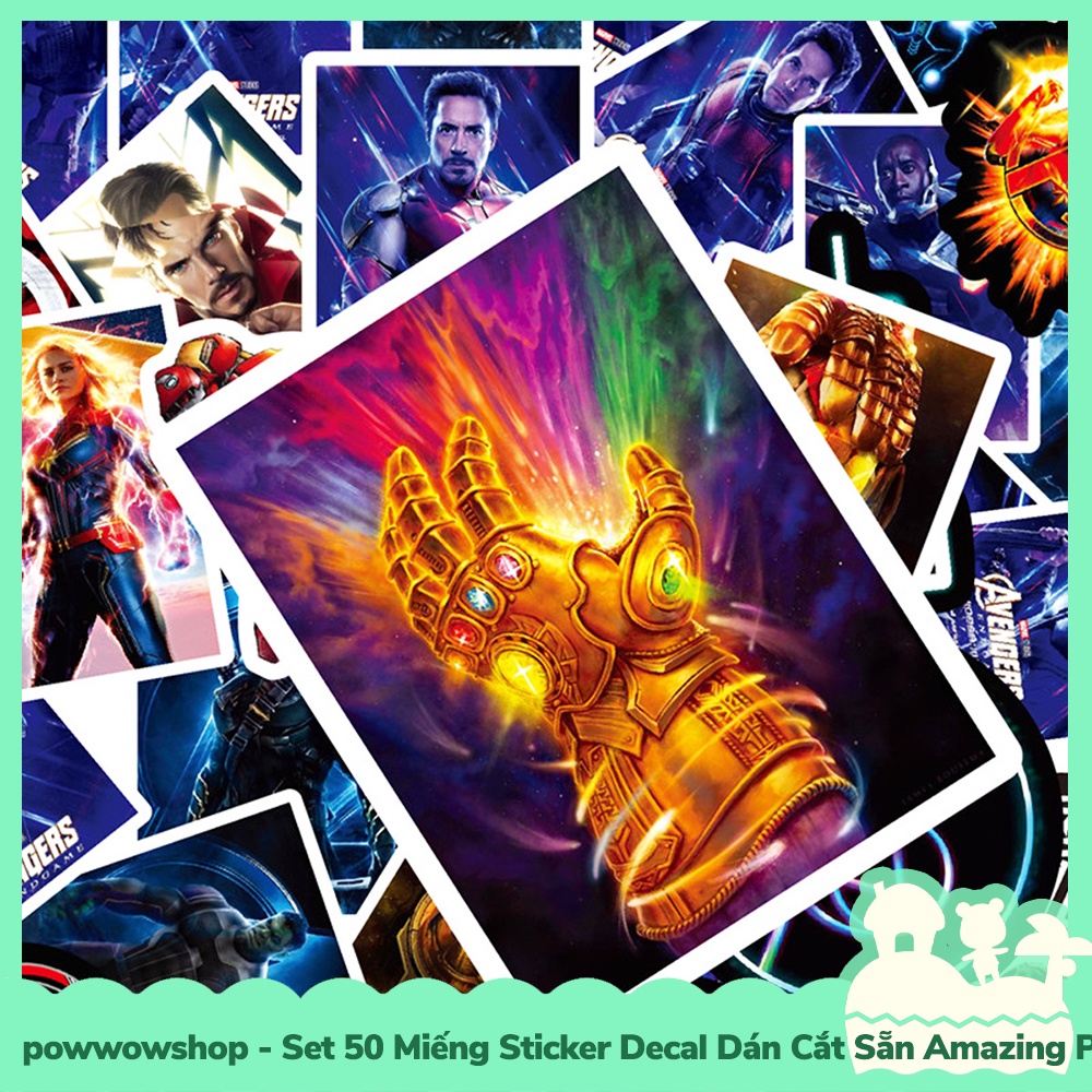 [Sẵn VN - Hỏa Tốc] Set 50 Miếng Sticker Decal Cắt Sẵn DIY Dán Trang Trí Vật Dụng Mẫu Amazing Superheroes Marvel