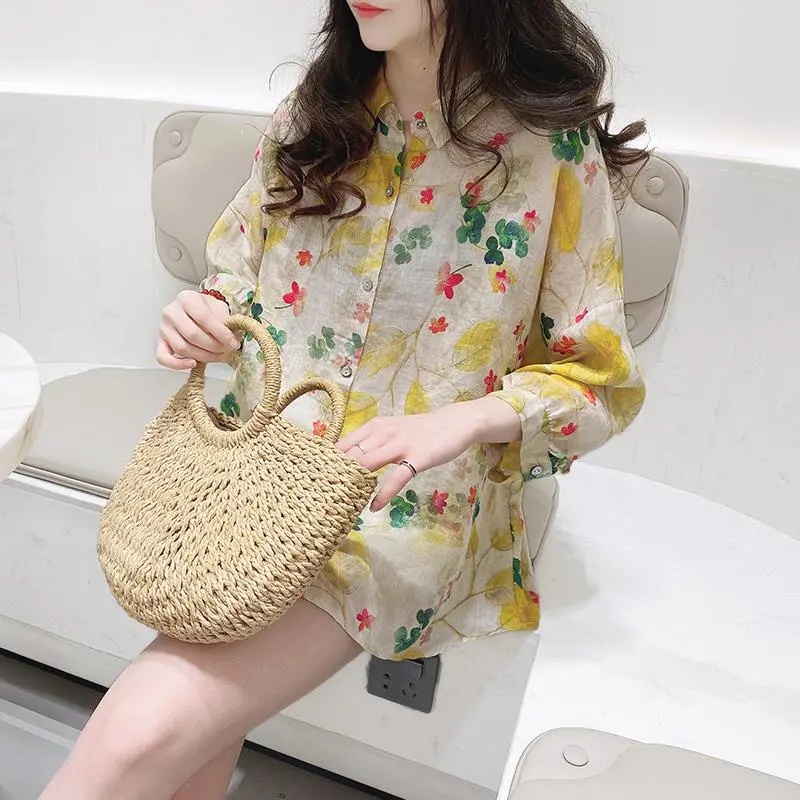 Áo Sơ Mi Nữ Plus Size Dài Tay Họa Tiết Hoa Size Lớn 80KG