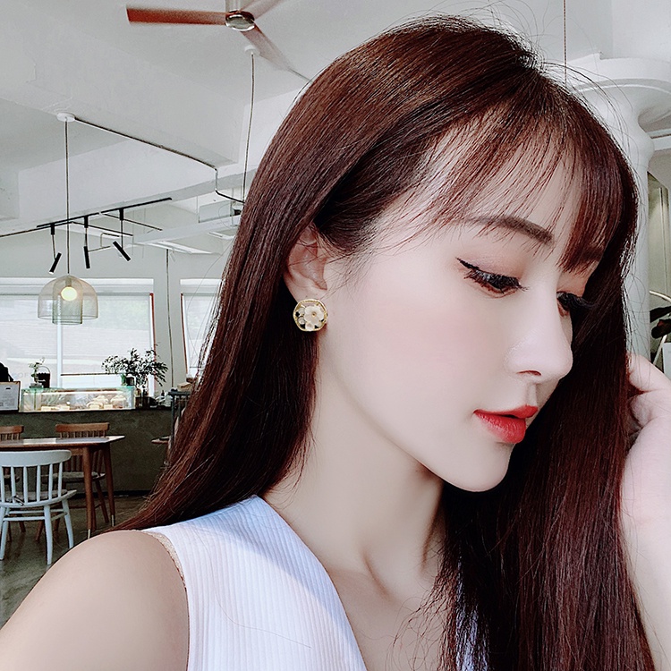 Khuyên tai kẹp không bấm lỗ chốt cố định K078 bằng hợp kim mạ vàng hình tròn bông hoa dáng ngắn Leous Accessories