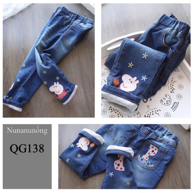 3-10 tuổi: Quần bò 2 lớp lót cotton bé gái TQXK