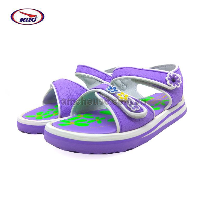 Giày sandal Thái Lan bé gái quai ngang KITO xốp siêu nhẹ 617 - TÍM/ HỒNG/ XANH