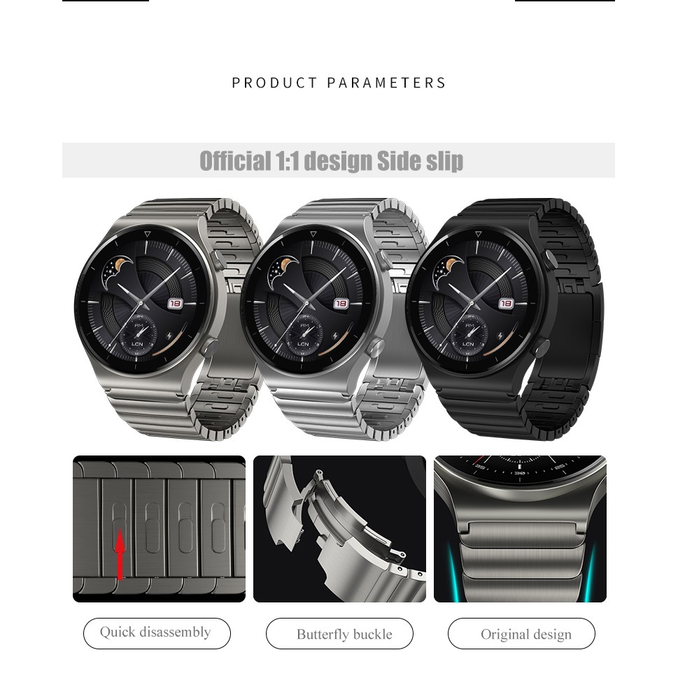 Dây Đeo Bằng Thép Không Gỉ 22mm Cho Đồng Hồ Thông Minh Huawei GT3 GT2 Pro GT2 46mm GT2e