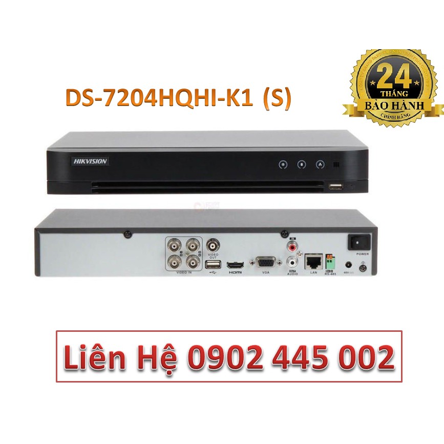 Đầu ghi hình Camera 4 kênh thế hệ mới nhất HIKVISION DS-7204HQHI-K1(S)