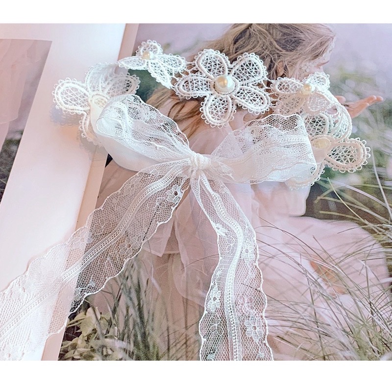 Băng đô ren tiểu thư đáng yêu cho bé phong cách Hàn Quốc