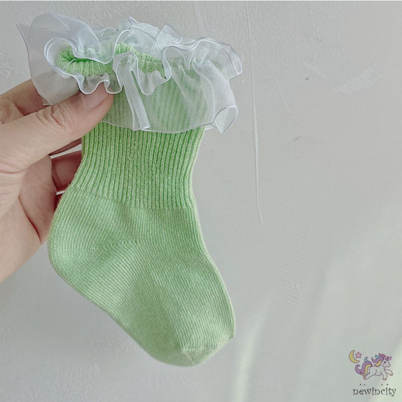 Tất cotton phối ren dễ thương phong cách Hàn Quốc cho bé gái