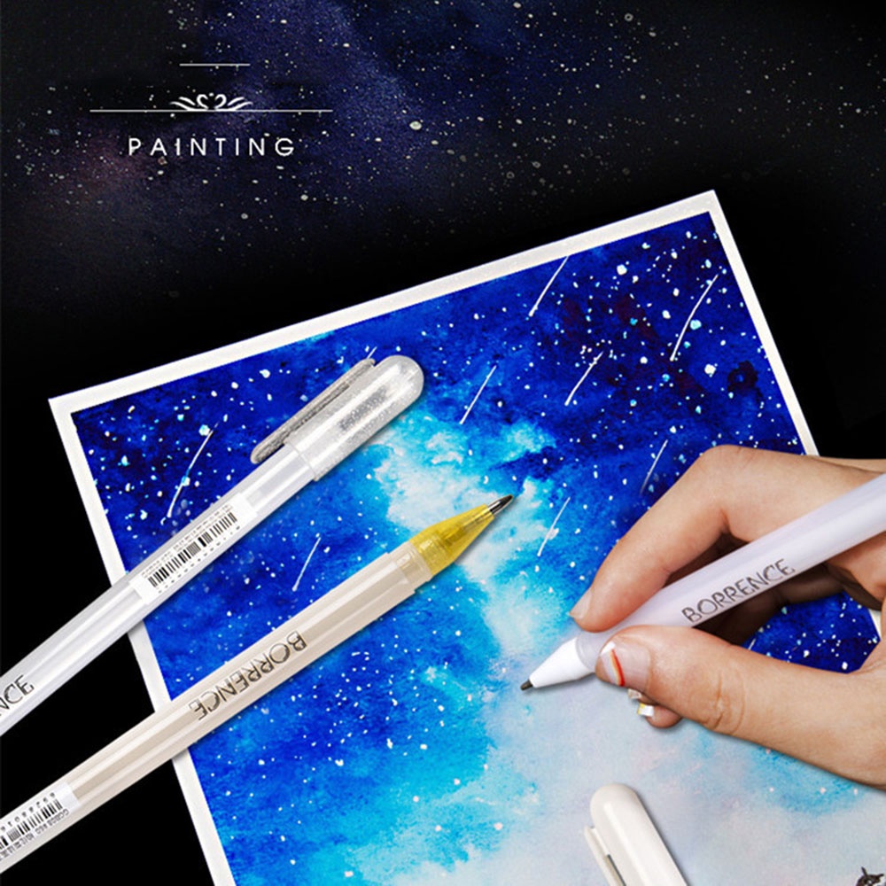 KMIME Bút Mực Gel Trắng Ngòi Mảnh 0.8mm Màu Đen Dành Cho Họa Sĩ Vẽ Phác Thảo