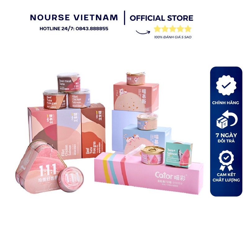 Combo Pate cho mèo Cator thức ăn cho mèo bầu tăng cân mèo con hỗ trợ tiêu hoá NourseVietnam