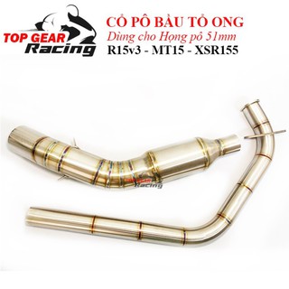 Cổ Pô Bầu Tổ Ong cho R15v3,  MT15, XSR 155- inox 304, Lắp NHƯ ZIN