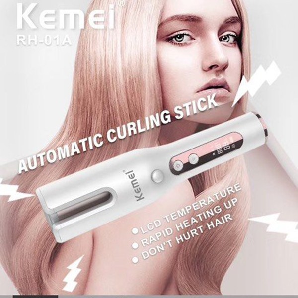 Máy Uốn Tóc Tự Động 6 Mức Điều Chỉnh Nhiệt Độ Cao Cấp KEMEI RH 01A Dùng Pin Sạc