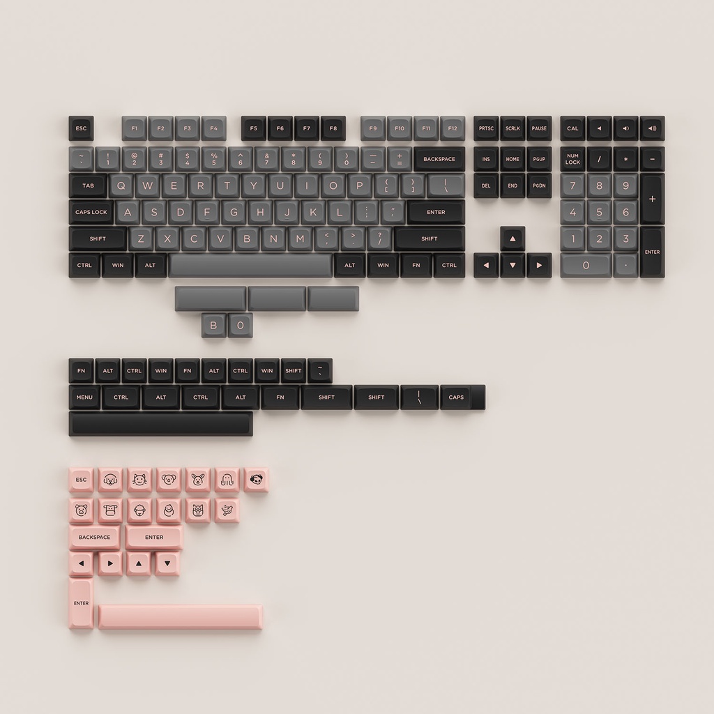 Bộ keycap phím cơ AKKO Keycap set – Black Pink (PBT Double-Shot/ ASA Low profile/ 155 nút)