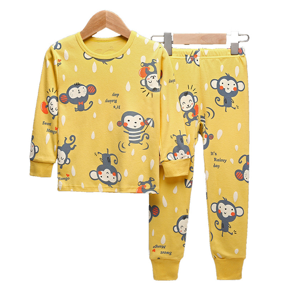 Korean Fashion Baby Kids Sleepwear Long 100% Cotton Cartoon Dinosaur Boys Pajamas Baby Set Pyjamas Bedroom Cloth