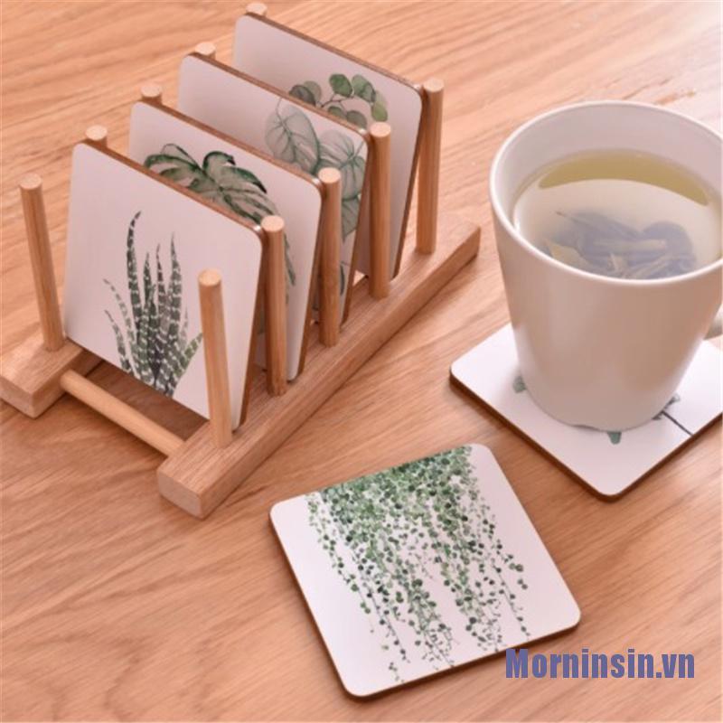 ༺๑Morninsin๑༻Plant Printing Ceramics Cup Pad Non-Slip Heated Mat Coffee Tea Drink Mat