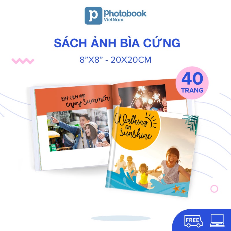 [Toàn Quốc] [E-voucher] In sách ảnh theo yêu cầu bìa cứng 40 trang 8” x 8” (20 x 20cm) - Thiết kế trên web Photobook