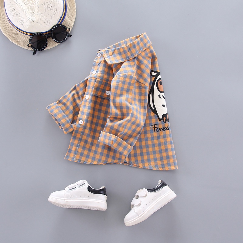 Áo sơ mi tay dài kẻ sọc caro phong cách Hàn Quốc thời trang mùa thu 2020 mới cho bé trai