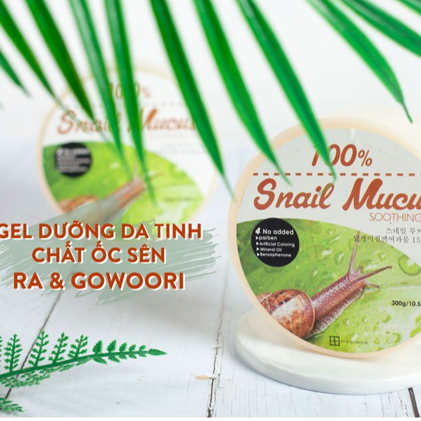 Gel Dưỡng, Tái Tạo Da Ốc Sên Ra&Gowoori 100% Snail Mucus Soothing Gel Hàn Quốc 300g