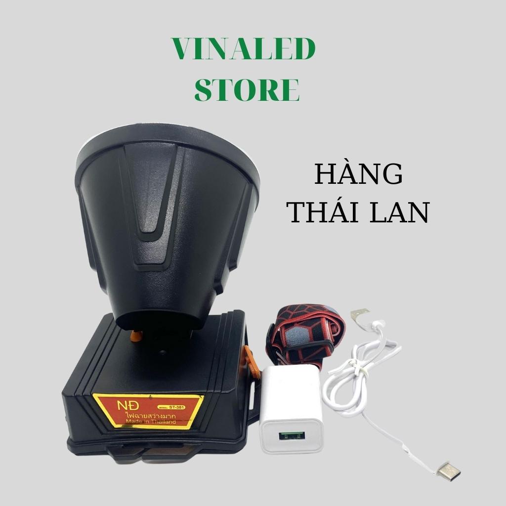 Đèn pin đội đầu siêu sáng hàng Thái Lan ST 381 có tích hợp cổng ra USB và bảng hiển thị pin chóa đèn 10cm
