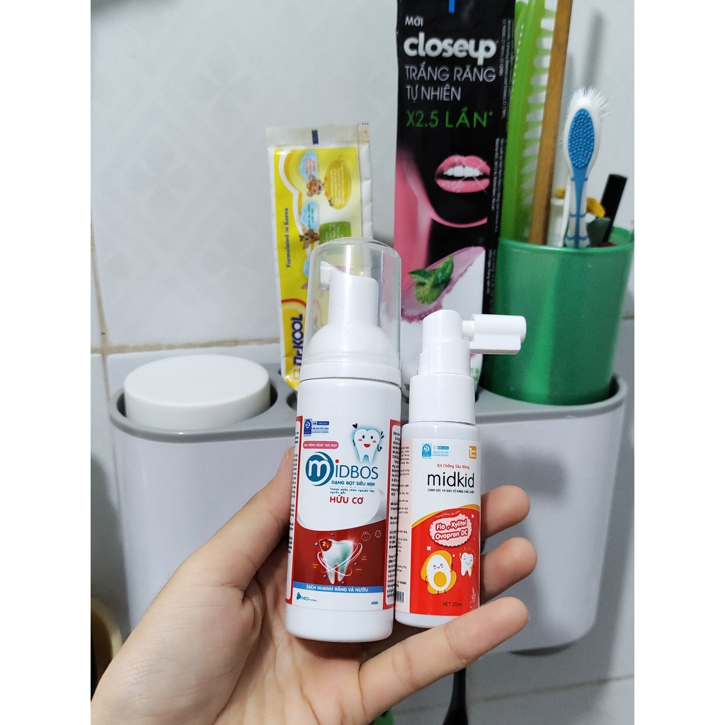 Kem đánh răng dạng bọt MIDBOS, Kem Đánh Răng Midbos hãng Midkid cho bé 1 tuổi Phòng Chống Sâu Răng, Hôi Miệng, Ố Vàng