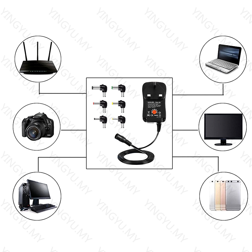 Bộ Chuyển Đổi Nguồn Điện 1 Cuglb 30w 3v 4.5v 5v 6v 7.5v 9v 12v 2a 2000ma