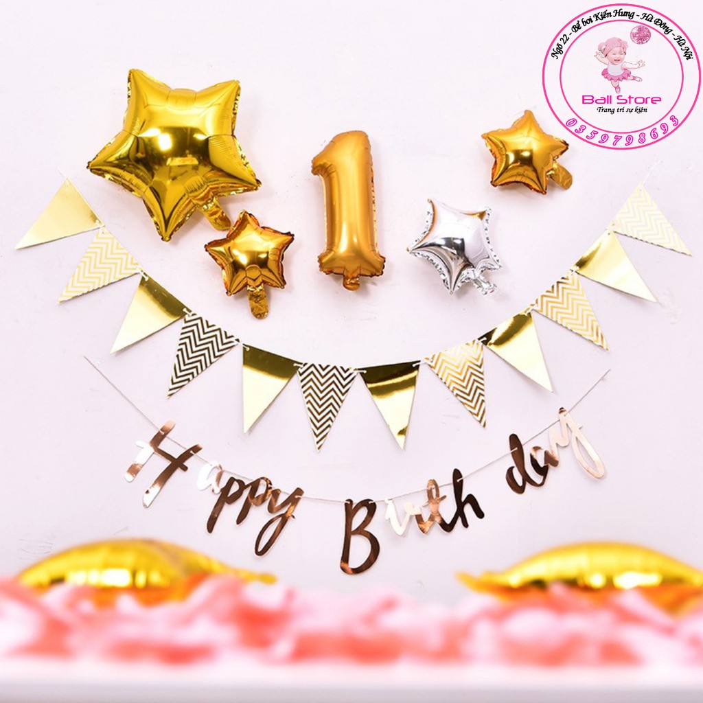 Set Bóng Trang Trí Sinh Nhật❤️Cho Bé 1 Tuổi Mã SN10
