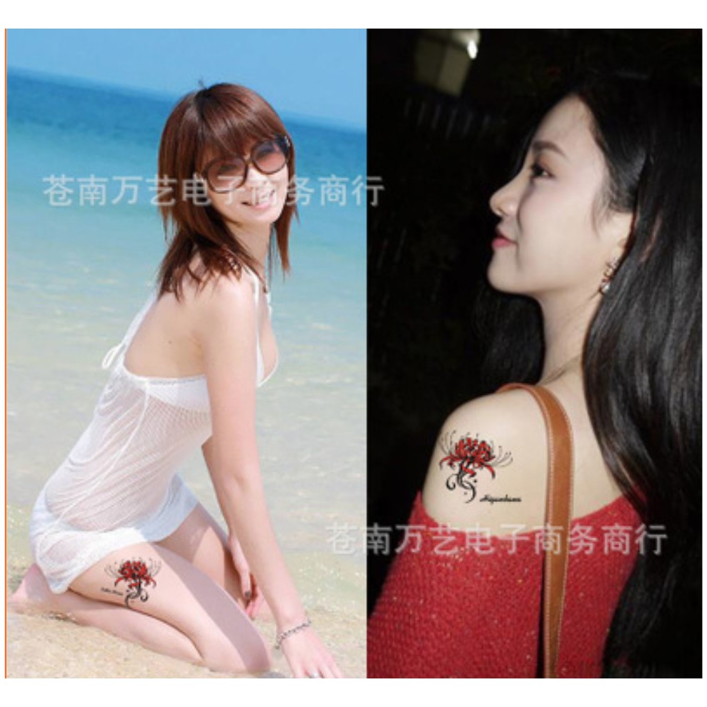 Hình xăm dán hoa bỉ ngạn màu 10x6cm