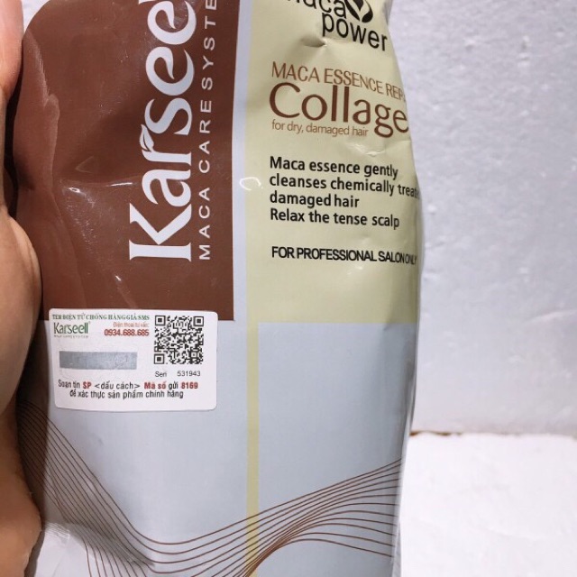 Kem Hấp - Ủ- Xả Phục Hồi Tóc Collagen Karseell Maca Dạng Túi 500 Ml