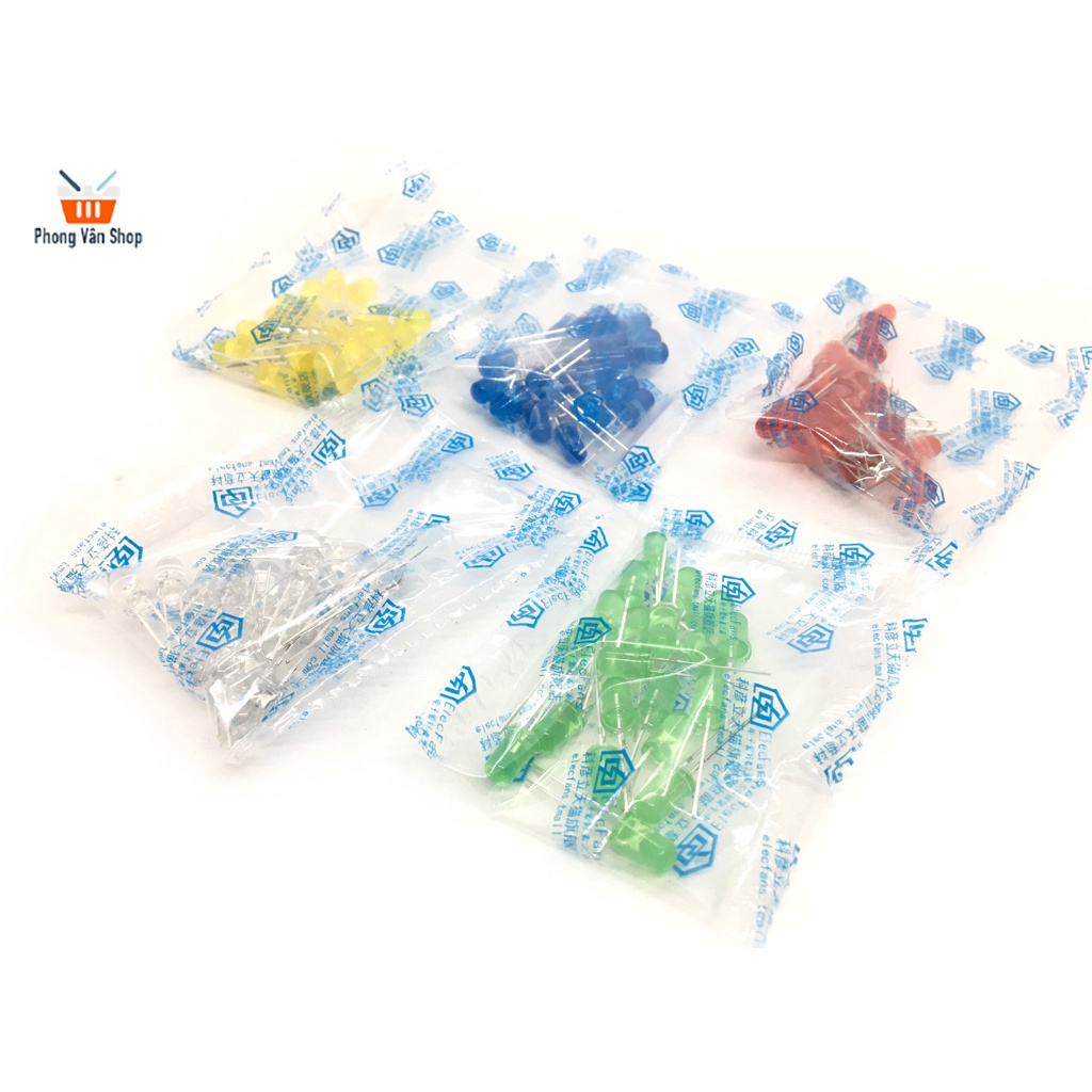 Combo 100 led 5mm 5 màu - mỗi màu 20 led
