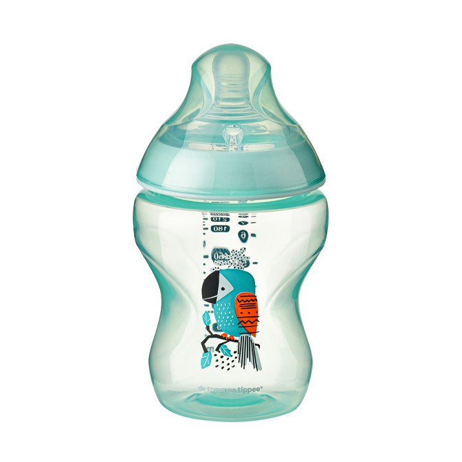 Bình sữa ty siêu mềm tự nhiên Tommee Tippee Closer to Nature 260ml, núm ty đi kèm 3-6 tháng – Xanh ngọc