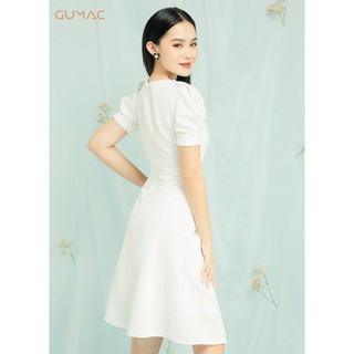 Đầm tay phồng đính nút GUMAC MS06992_TRANG