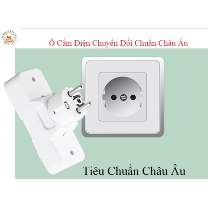 Ổ Cắm SH609K, Ổ Cấm Chuyển Đổi Chuẩn Châu Âu, Chia Ổ Đơn Hàn Quốc, Ba Lan, Đức, Pháp, Bỉ.... Sang Ổ Đôi Có Công Tắc