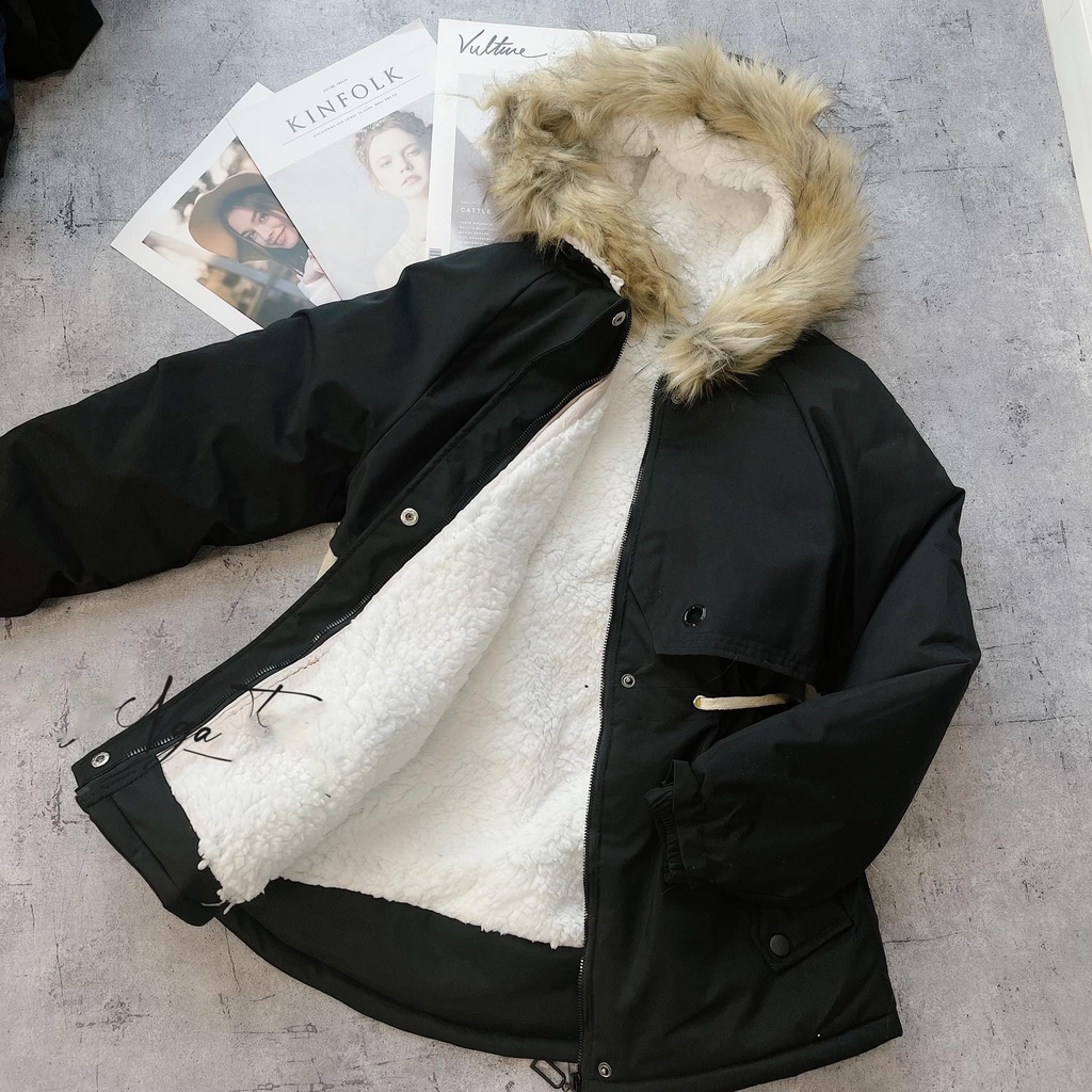 Áo phao nữ PHƯƠNG THÚY VNXK cao cấp - áo khoác lông 2021 dây rút eo sành điệu Ulzzang lông mũ tháo rời cực ấm | BigBuy360 - bigbuy360.vn