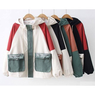 Áo khoác KAKI PHỐI nam nữ có nón form rộng chống nắng  ❤️ ULZZANG đi học VIVU123STORE KAK011