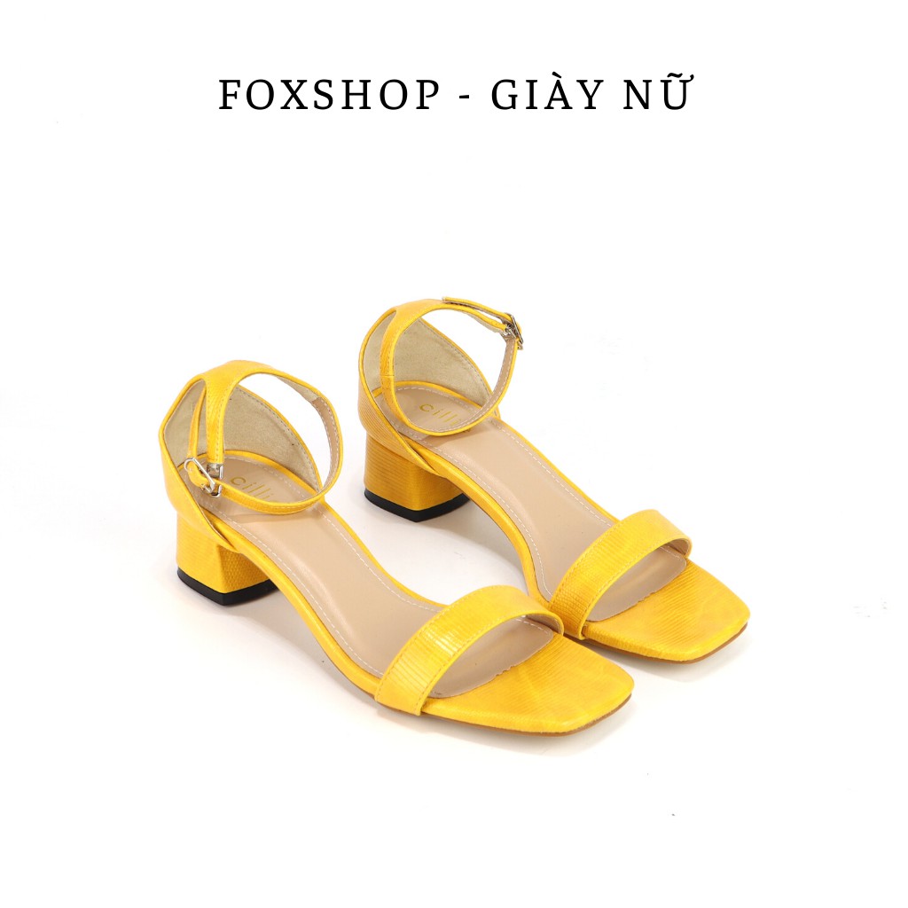 Giày sandal nữ thời trang quai ngang 1235 - Da vân sang trọng đế vuông 5cm - Mang công sở đi chơi