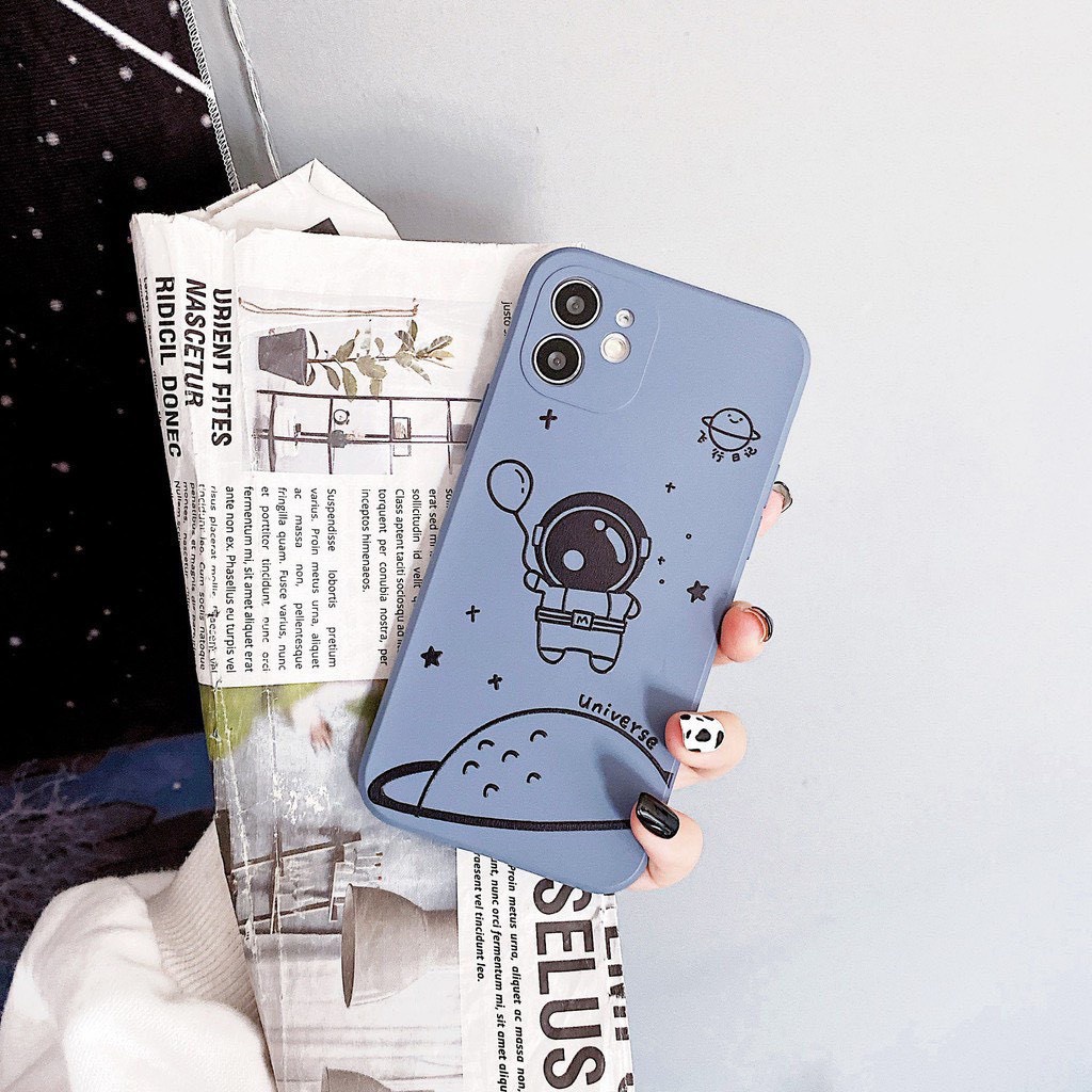 Ốp Iphone Cạnh Vuông,Bảo Vệ Camera HÌnh Phi Hành Gia 7Plus,8Plus.x.xs.xsmax,11,11promax,12,12promax,13,13promax