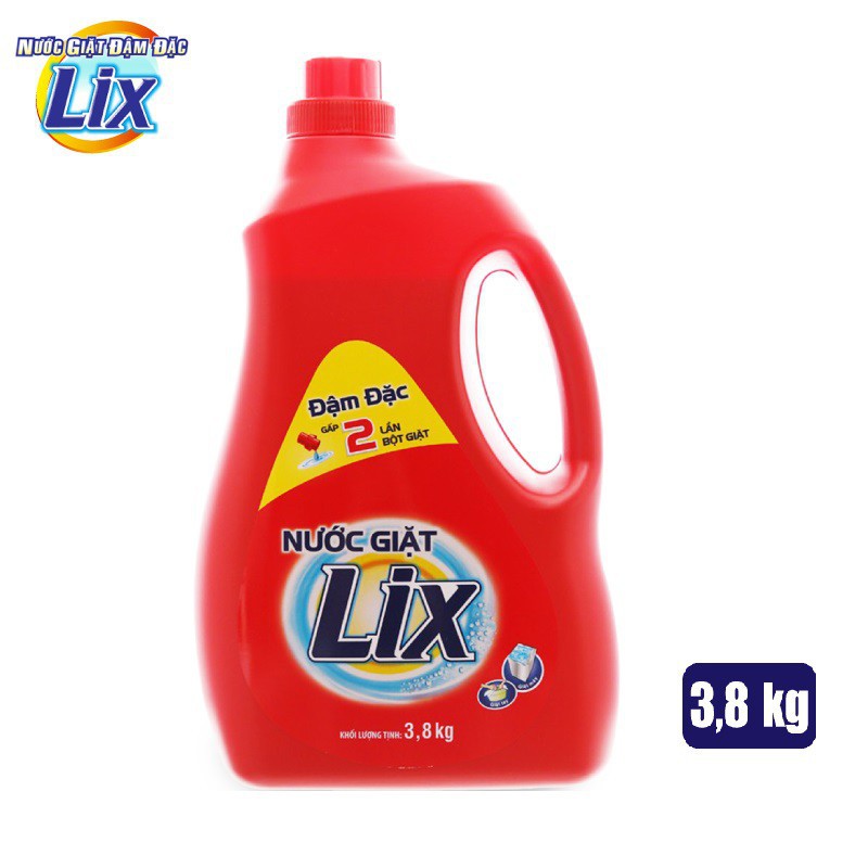 Nước giặt Lix Đậm Đặc Hương Hoa Chai 3.8kg - Tẩy Sạch Cực Mạnh Vết Bẩn