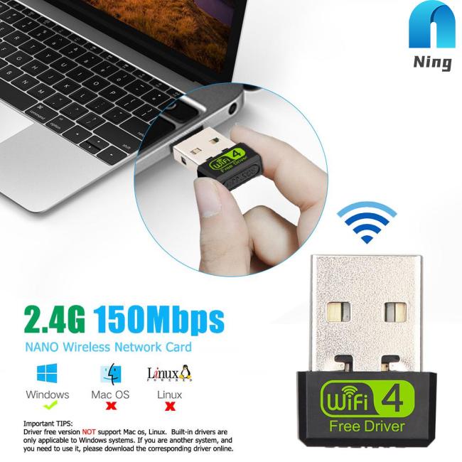 Ning Mini Wifi Adapter Wireless Network Card, Usb Free Driver Wi Fi Dongle Network Card Ethernet Wireless Wi-fi