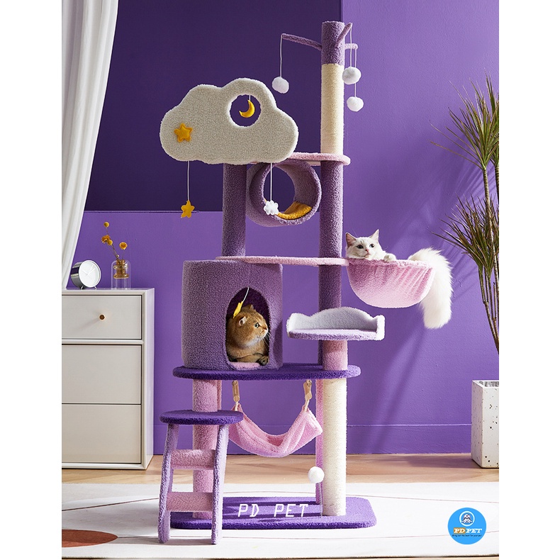 Nhà cây cào móng cho mèo cattree cao 1m65 giá tốt, đồ chơi cho mèo boss siêu đáng yêu