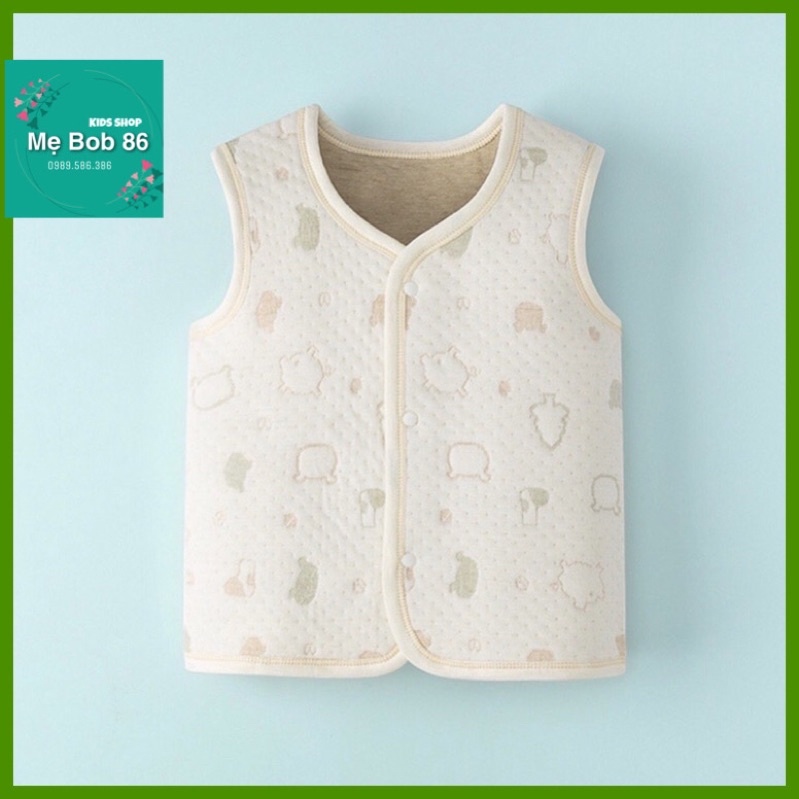 Áo khoác gile trần bông cho bé 0-3 tuổi 100% cotton hữu cơ tự nhiên không chất tẩy nhuộm cực kỳ mềm mại [Shop Mẹ Bob 86]